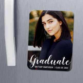 Modern Script Graduation Announcement Photo Magnet