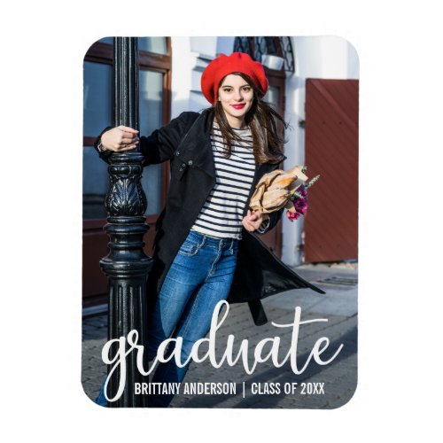 Modern Script Graduation Announcement Photo W Magnet