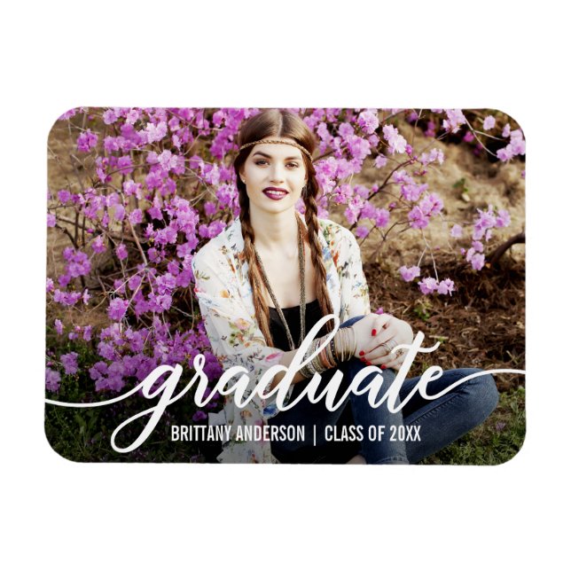 Modern Script Graduation Announcement Photo Wt Magnet (Horizontal)