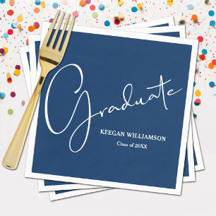 Modern Script Graduation Blue Napkins