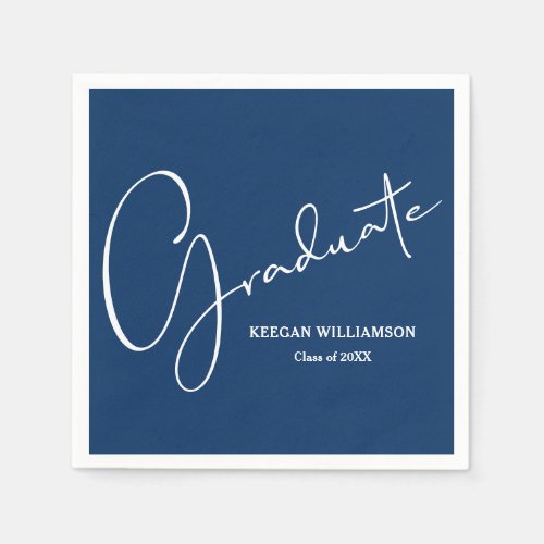 Modern Script Graduation Blue Napkins