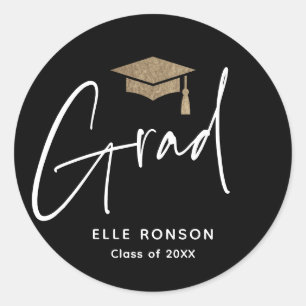 Modern Script Graduation Classic Round Sticker