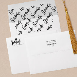 Modern Script Graduation Elegant Return Address Envelope
