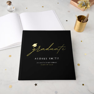 Modern Script Graduation Hat Party Napkins Foil Guest Book