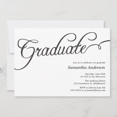 Modern Script Graduation Invitation - Black