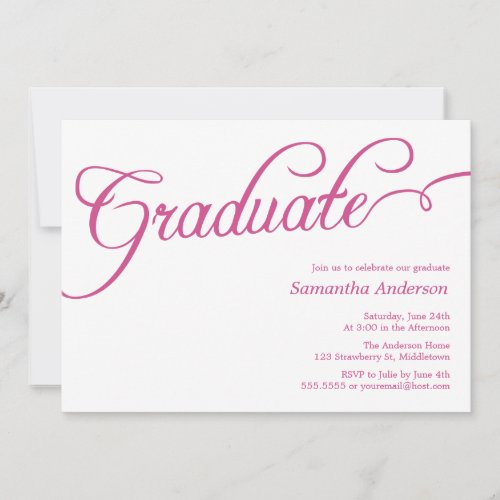 Modern Script Graduation Invitation - Pink