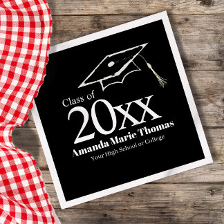 Modern Script Graduation Name Class Year Design Napkins