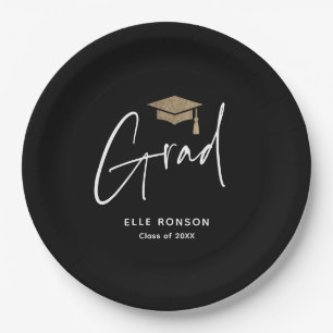 Modern Script Graduation  Paper Plates