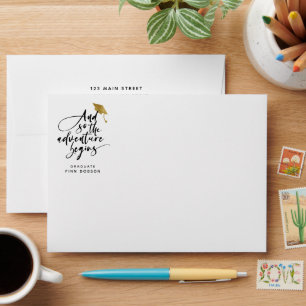 Modern Script Graduation Party Adventure begins  Envelope