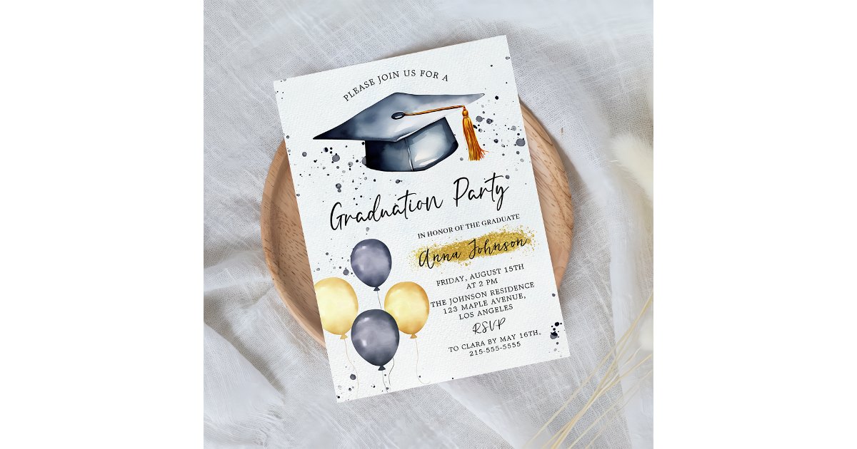 Grad Party Invite Script Modern Script Graduation Party Invitation | Zazzle