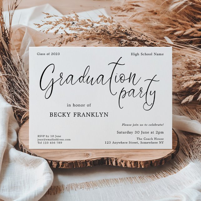 Modern Script Graduation Party  Invitation (Creator Uploaded)