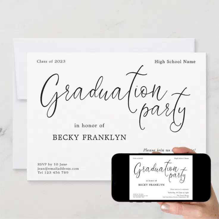 Modern Script Graduation Party Invitation Zazzle