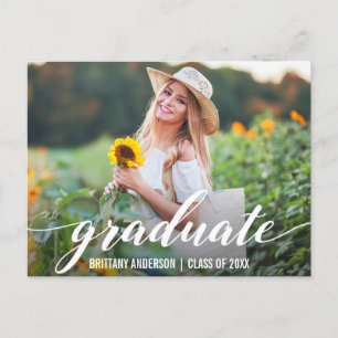 Modern Script Graduation Party Invitation Photo W Postcard