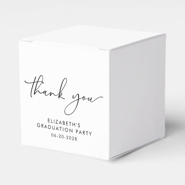 Modern Script Graduation Party Thank You Favor Boxes (Front Side)