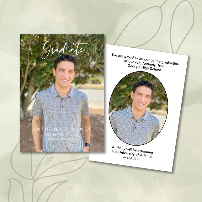 Modern Script Graduation Photo Announcement (Creator Uploaded)