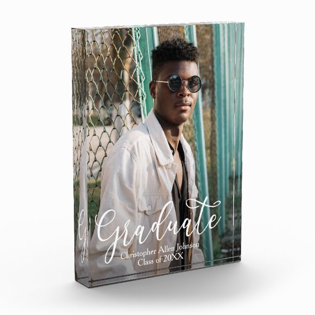 Modern Script Graduation Photo Block (Left)