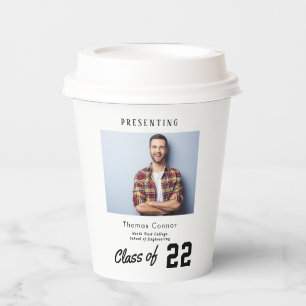 modern script graduation photo paper cups