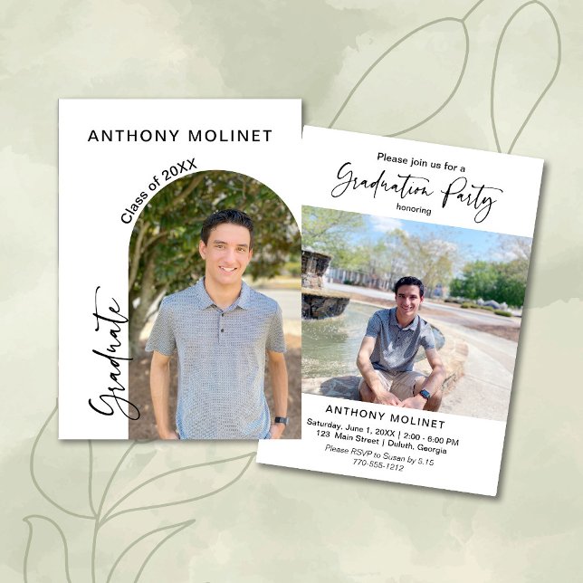 Modern Script Graduation Photo Party Invitation (Creator Uploaded)