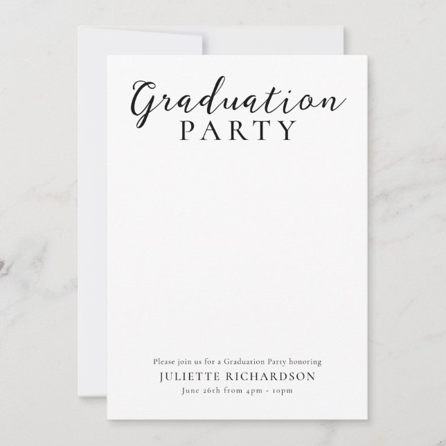 Modern Script Graduation Photo Party Invitation (Front)