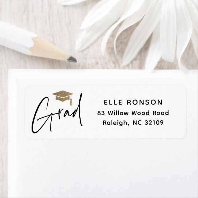 Modern Script Graduation Return Address Label (Insitu)