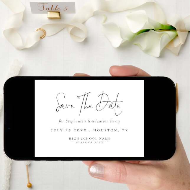 Modern Script Graduation Save The Date (Front Digital)