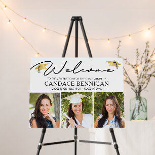 Modern Script Graduation Welcome 3 Photos Simple Foam Board