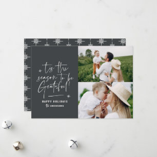 Modern script grateful photo holiday card