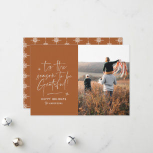 Modern script grateful photo holiday card