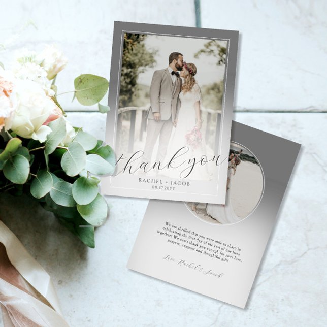 Modern Script Gray 2-Photo Wedding Thank You (Creator Uploaded)