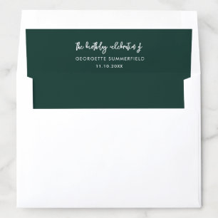 Modern Script Green Birthday Envelope Liner