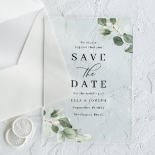Modern Script Green Leaf Wedding Save The Date