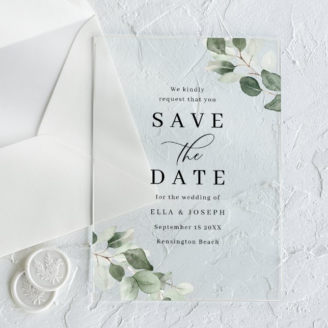 Modern Script Green Leaf Wedding Save The Date (Creator Uploaded)