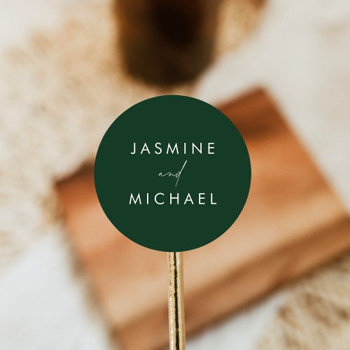 Modern Script Green Wedding Envelope Seals