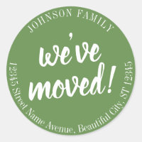 Modern Script Green We've Moved New Address
