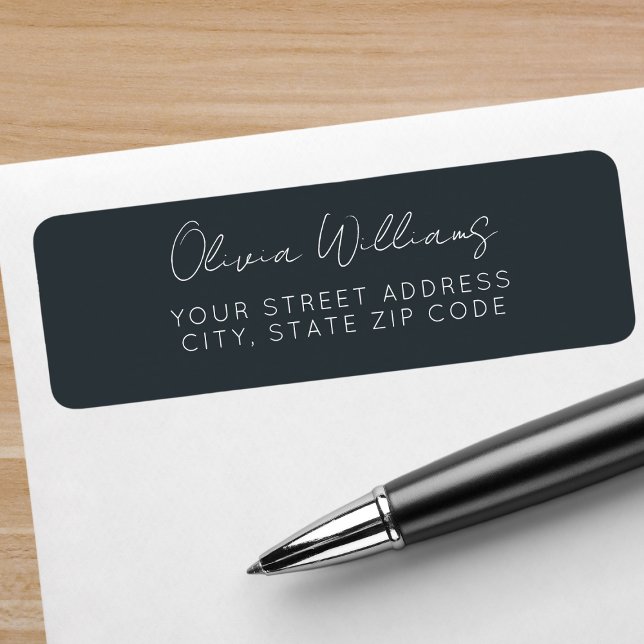 Modern Script Grey Elegant Return Address Label (Creator Uploaded)