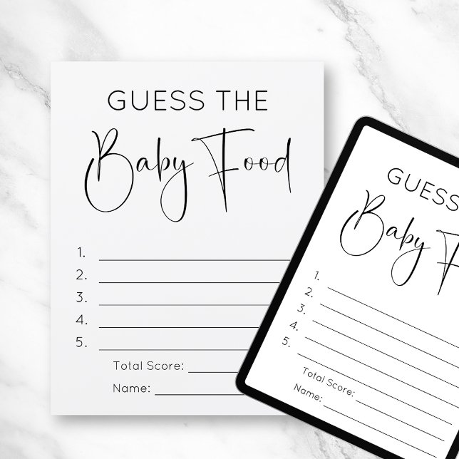 Modern Script Guess The Baby Food Game Baby Shower Invitation (Creator Uploaded)