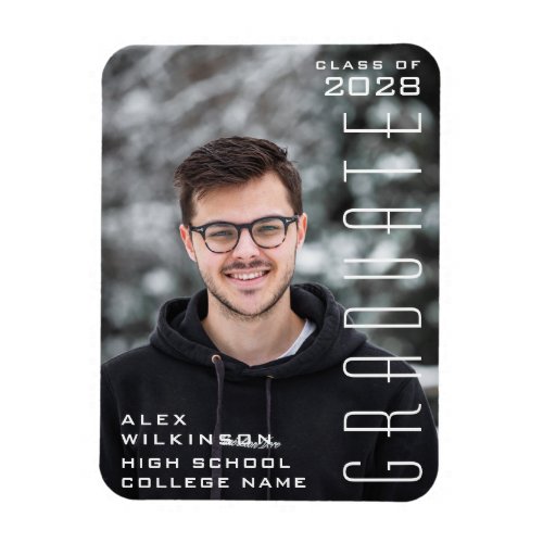 Modern Script Guy Trendy Graduation Photo Magnet