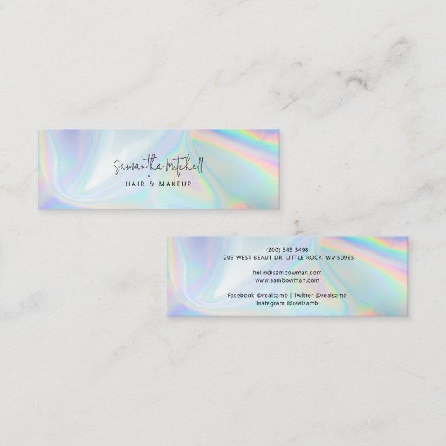 Modern Script Hair Stylist Beauty Salon Owner Mini Business Card (Front/Back)