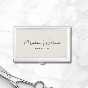 Modern Script Hair Stylist Salon Business Card Case