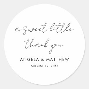 Modern Script Hand-Lettered Wedding Thank You Classic Round Sticker