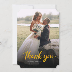 Modern Script Handwritten Elegant Wedding Thank You Card