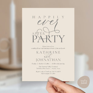 Modern Script Happily Ever After Party Elopement I Invitation