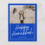 Modern script Happy Hanukkah holiday photo Postcar<br><div class="desc">Modern script Happy Hanukkah holiday photo Postcard</div>