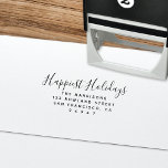 Modern Script Happy Holiday Return Address Self-inking Stamp<br><div class="desc">This self-inking return address stamp features a modern calligraphy script and fun typography. A beautiful and time saving item for anyone (wedding invitations,  holiday cards,  party invites,  bills,  etc). This stamp also makes a wonderful newlywed or housewarming gift.</div>