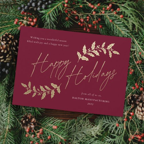 Modern Script Happy Holidays Business Holiday Card