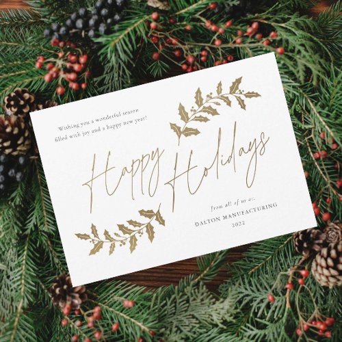 Modern Script Happy Holidays Business Holiday Card