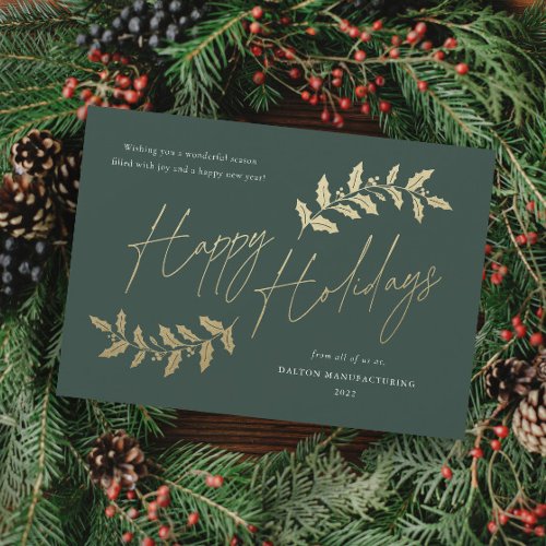 Modern Script Happy Holidays Business Holiday Card