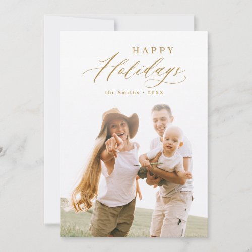 Modern Script happy holidays family Photo Holiday 