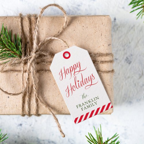 Modern Script Happy Holidays Festive Gift Gift Tags
