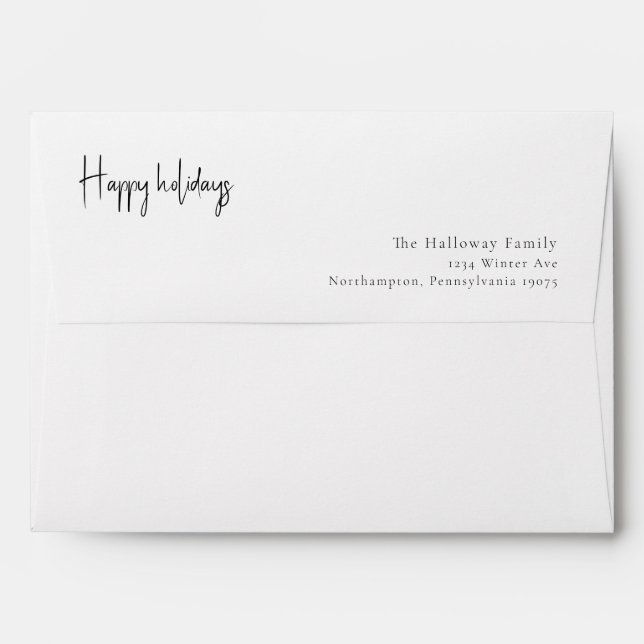 Modern Script Happy Holidays Invitation Envelope (Back (Top Flap))